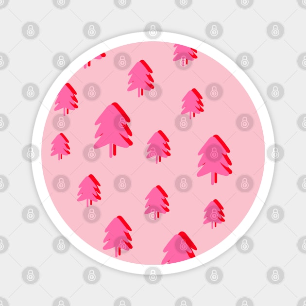 Pink Christmas Pine Fir Tree Pattern Magnet by OneThreeSix